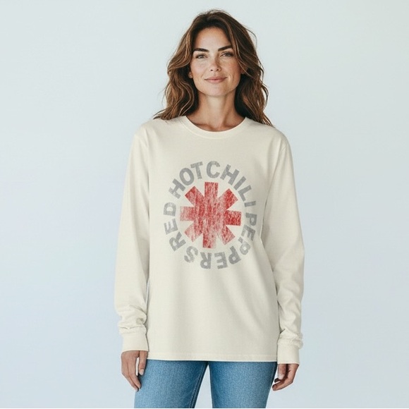 NWOT Long Sleeve Red Hot Chili Peppers Rock Band T-Shirt, Unisex Small - Picture 1 of 5